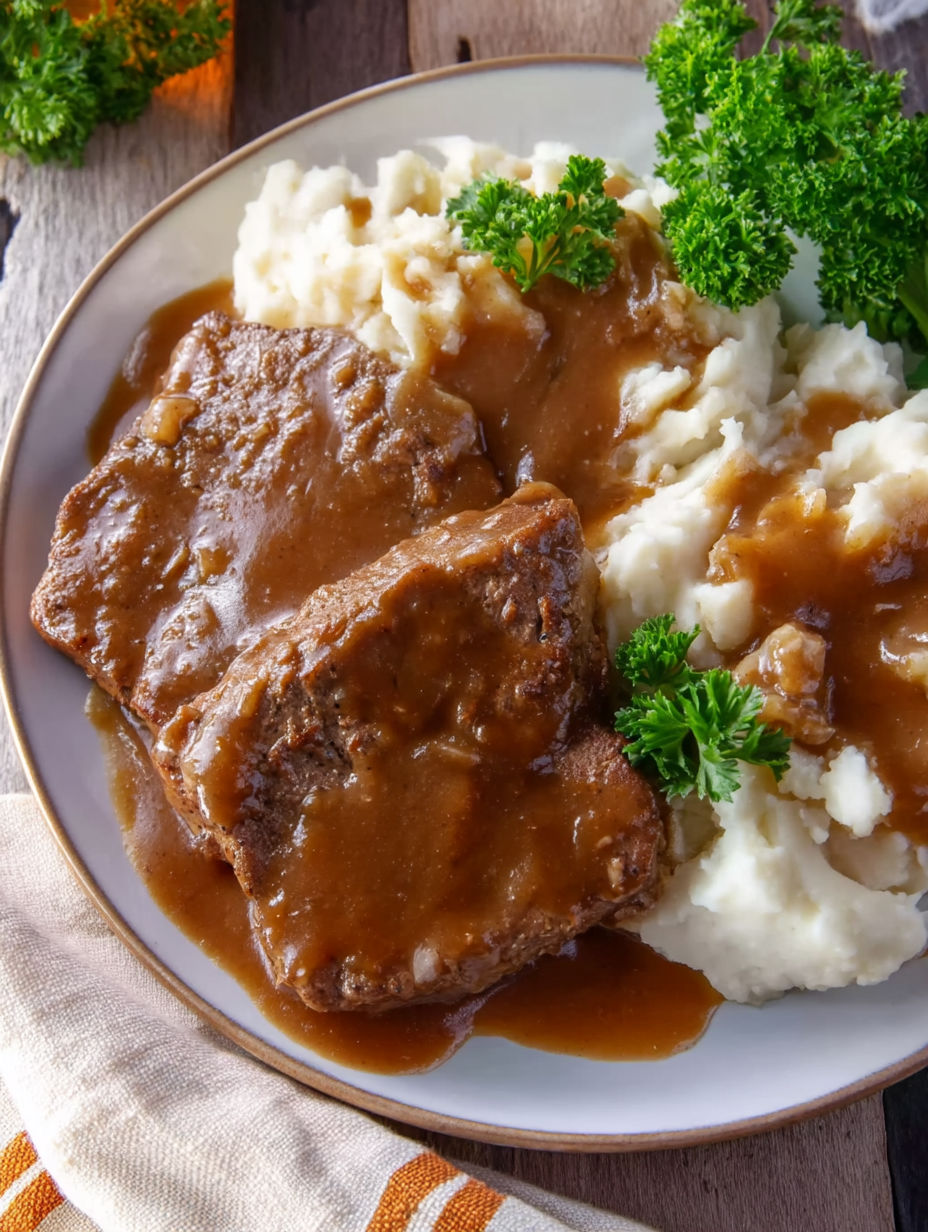 A plate of food with meat and potatoes.