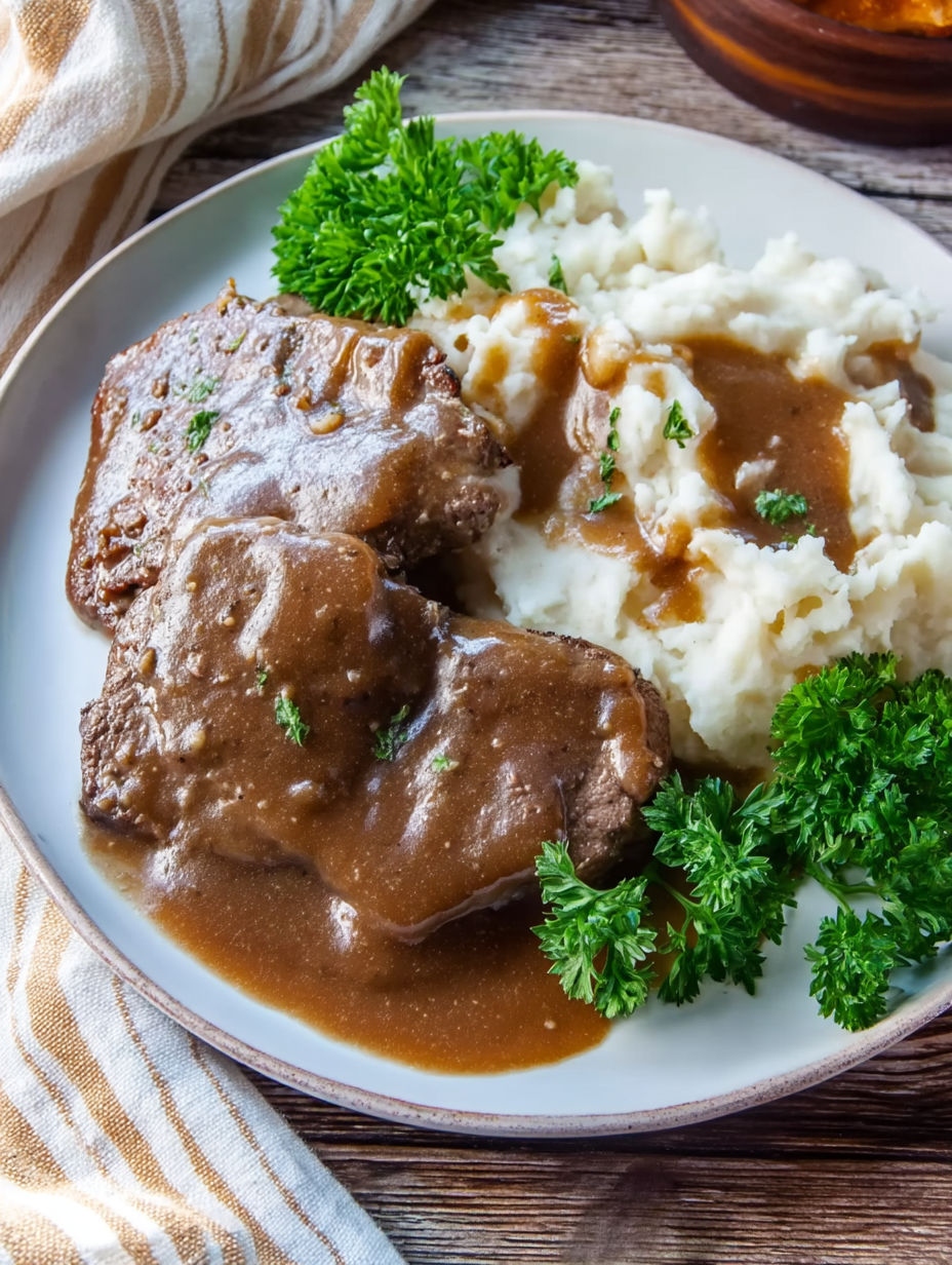 A plate of food with meat and potatoes.