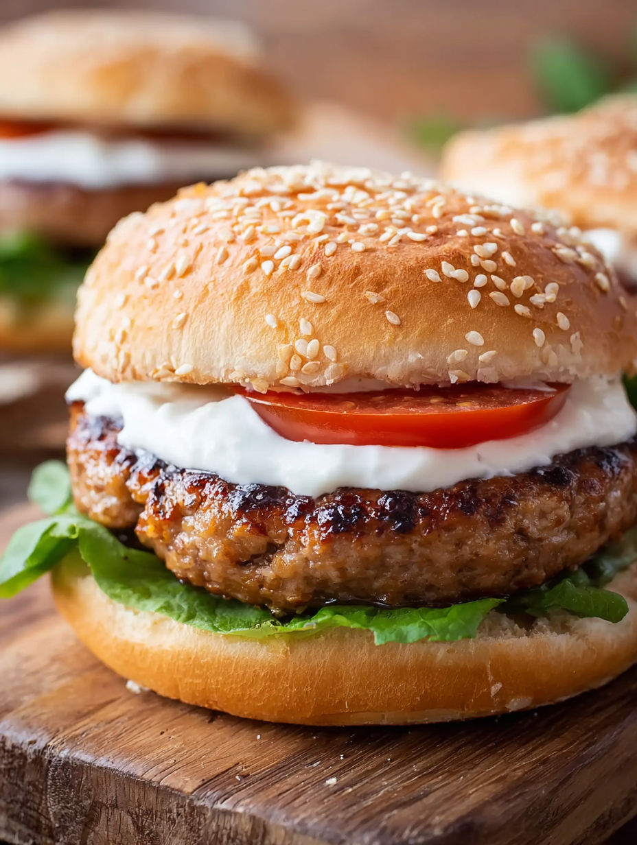 A burger with tomato and lettuce on a bun.