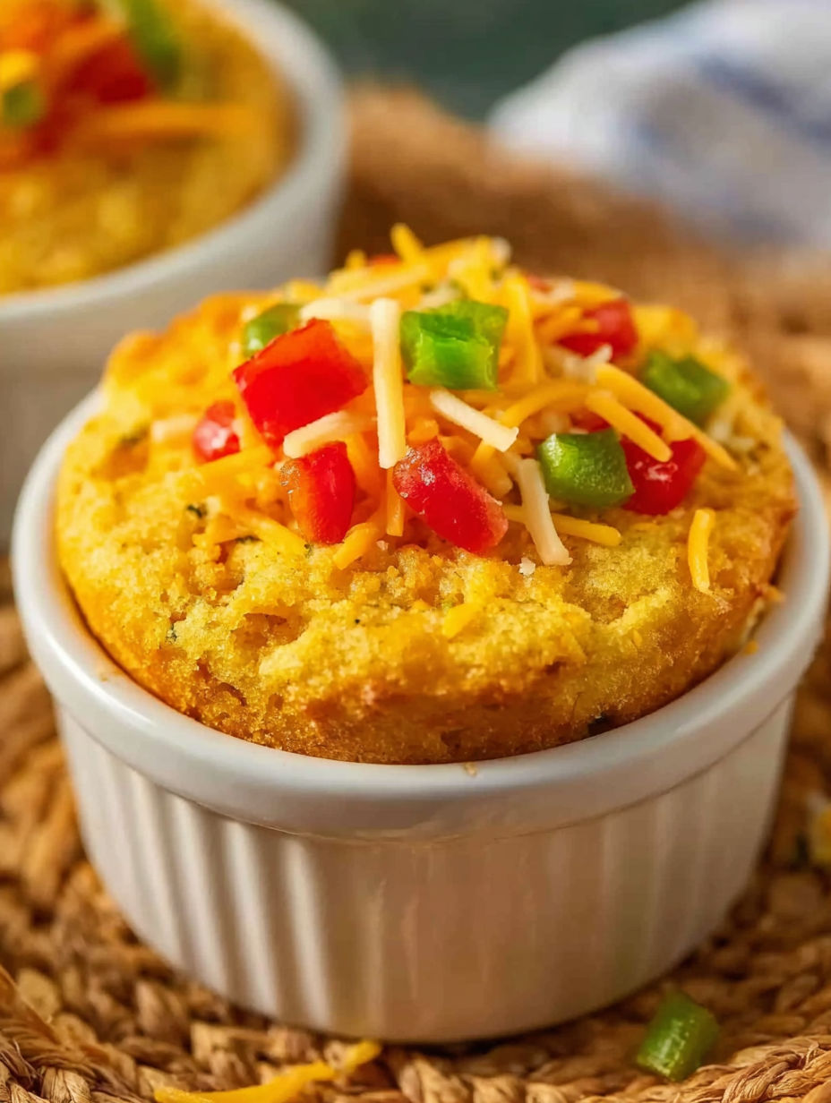 A close up of a cornbread chili pot pie.