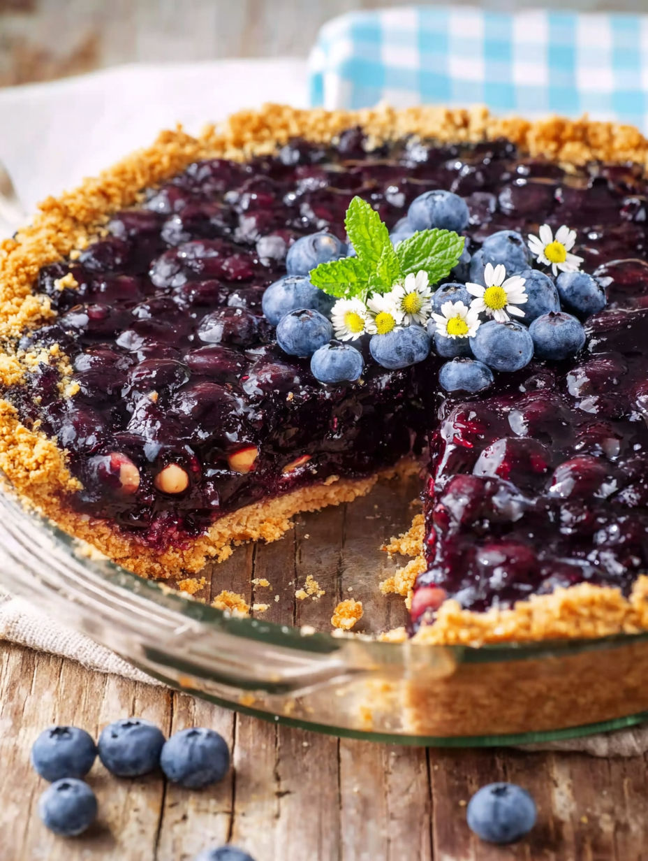A slice of blueberry jell-o pie.