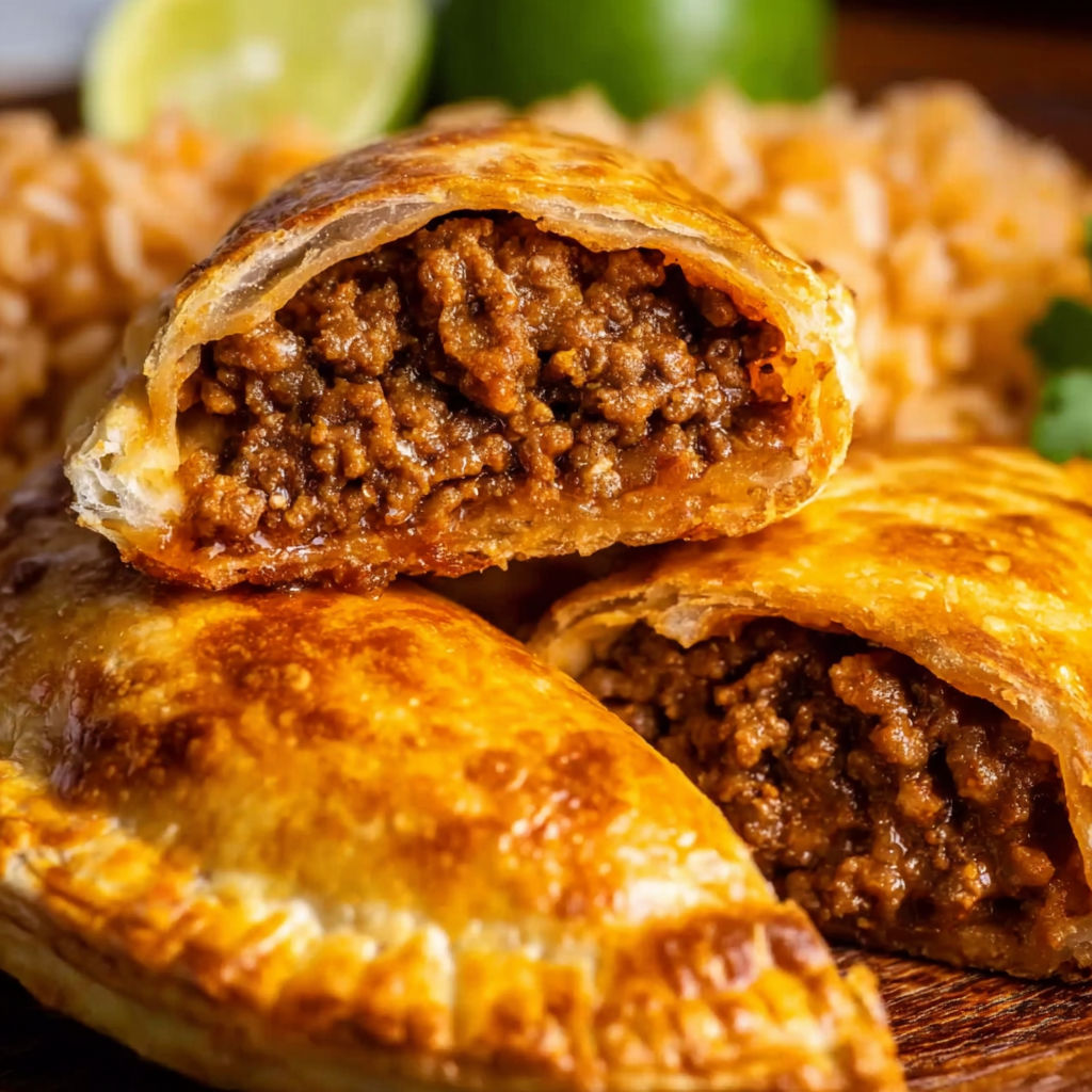 A taco pocket with meat inside.