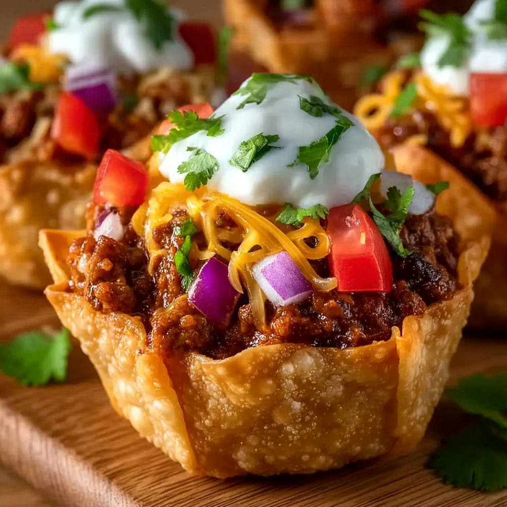 A delicious chili cheese dog in a taco cup.