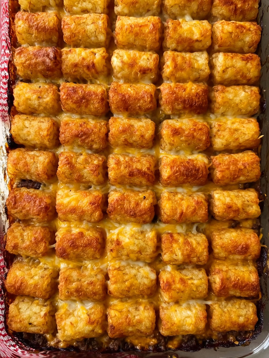 A tray of food with a cheesy topping.