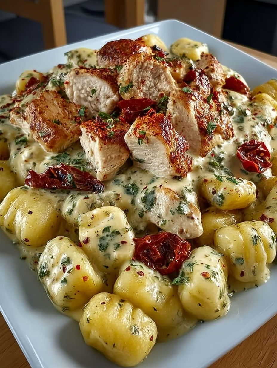 A plate of food with chicken and potatoes.
