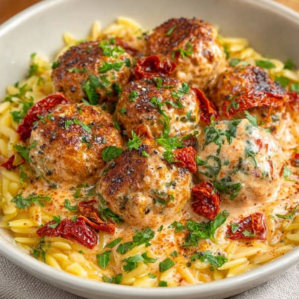 A plate of meatballs with sauce.