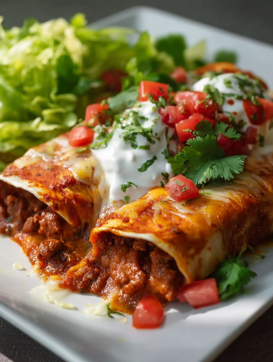 A plate of food with a burrito on it.
