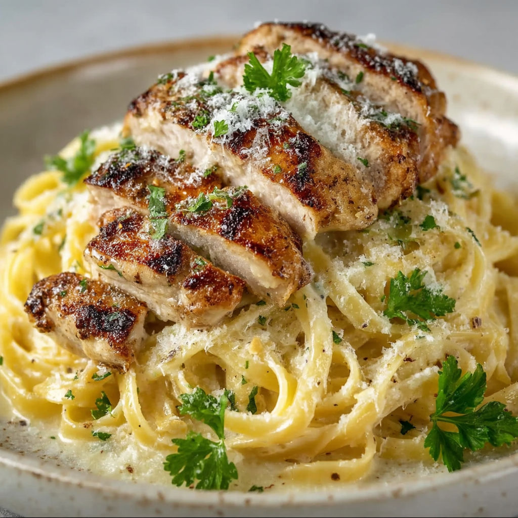 A plate of food with a piece of meat on top of it.