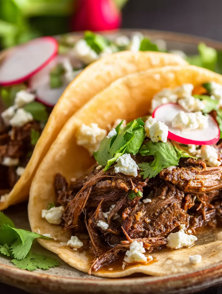 A close up of a delicious barbacoa taco.
