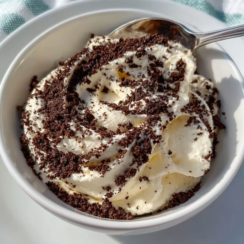 A bowl of Oreo Dirt Cake.