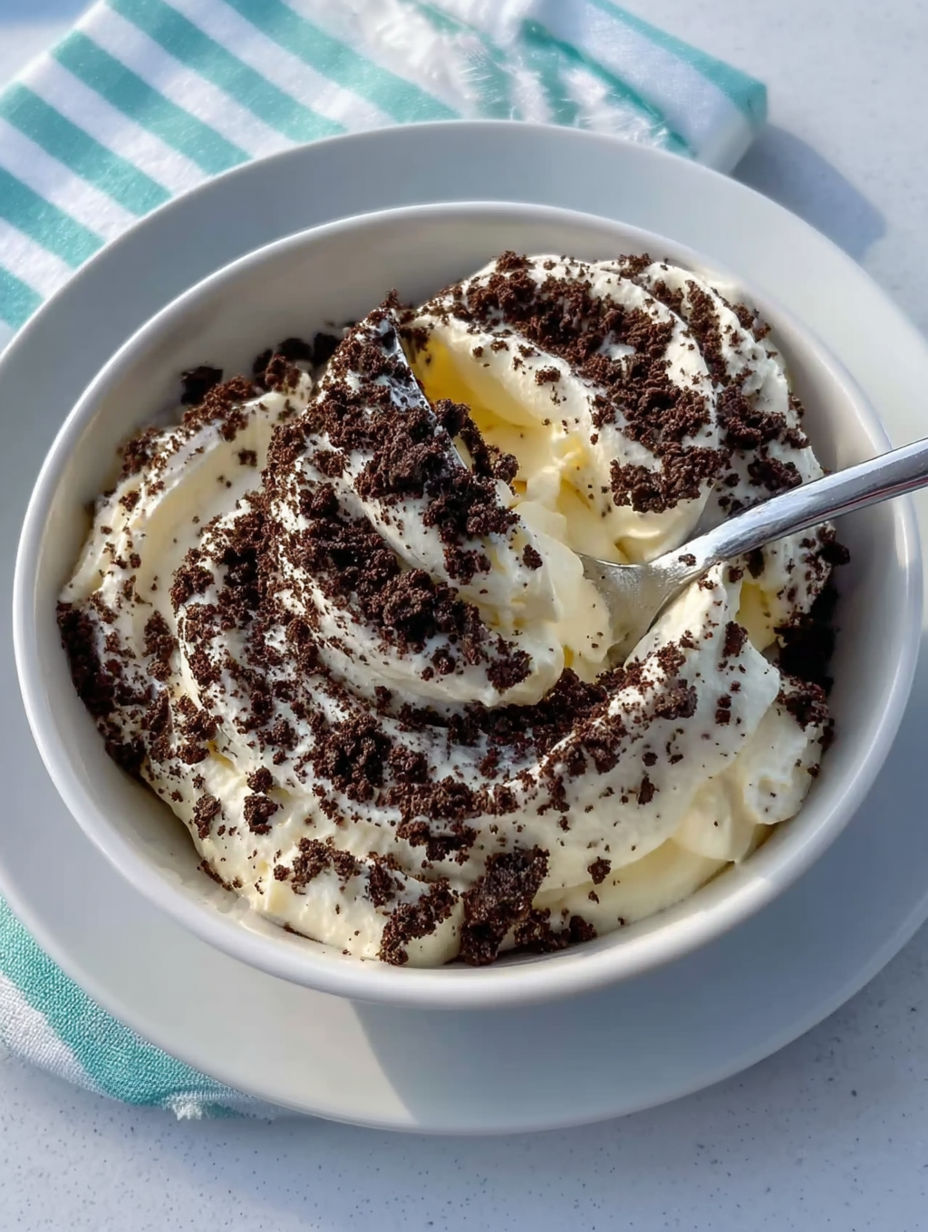 A bowl of Oreo Dirt Cake.