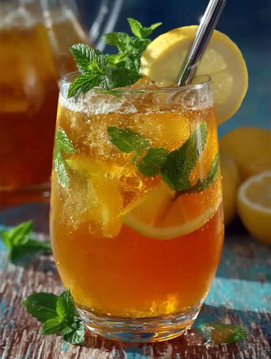 A glass of lemonade with a lemon wedge in it.