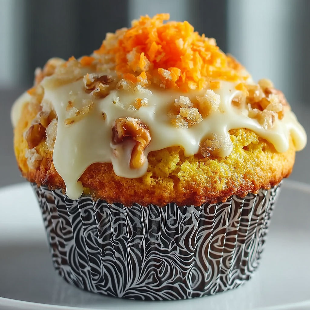 A cupcake with a carrot top.