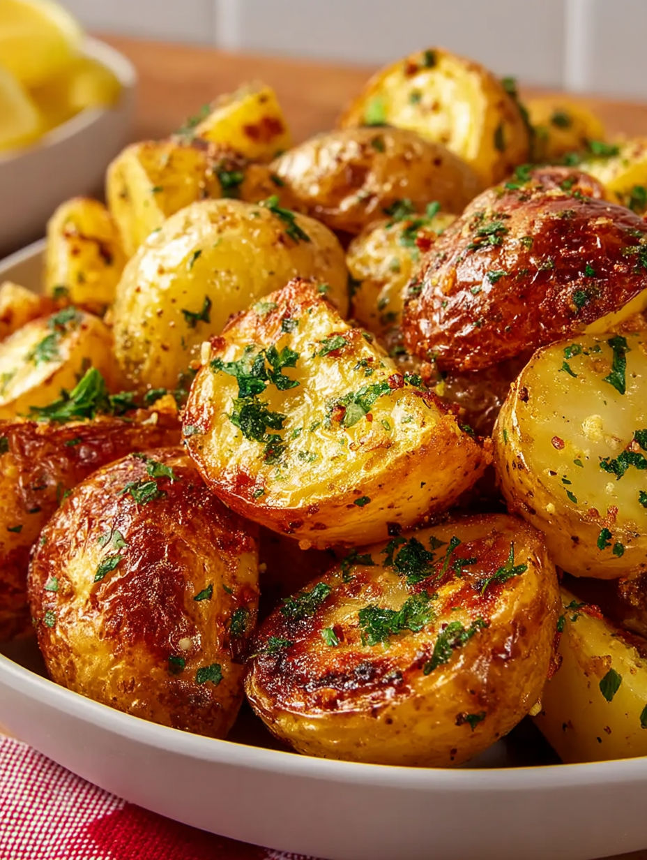 Air Fryer Lemon Herb Potatoes.