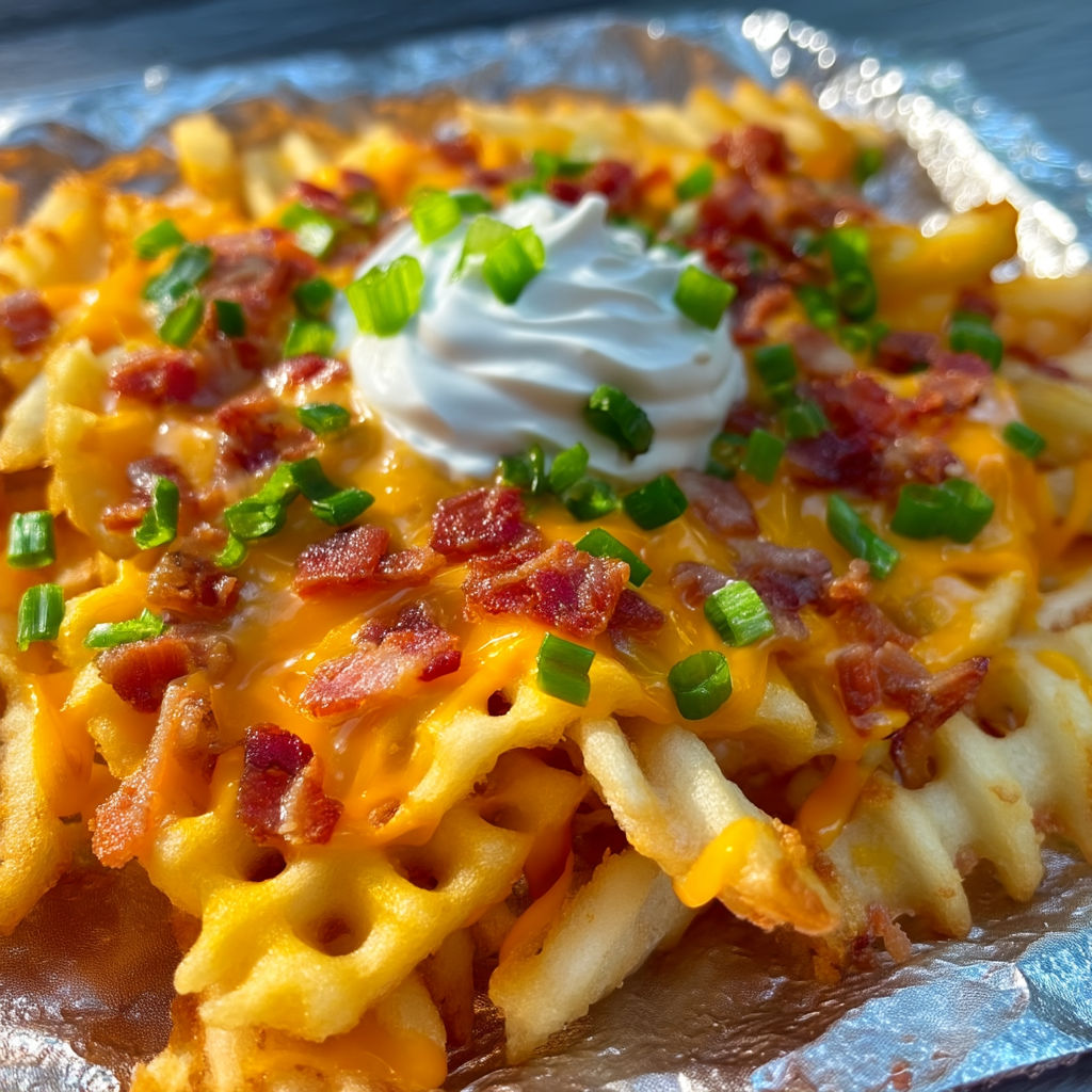 Bacon and cheese loaded fries.