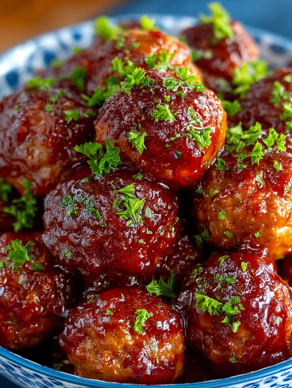 A plate of slow cooker gobbler meatballs.