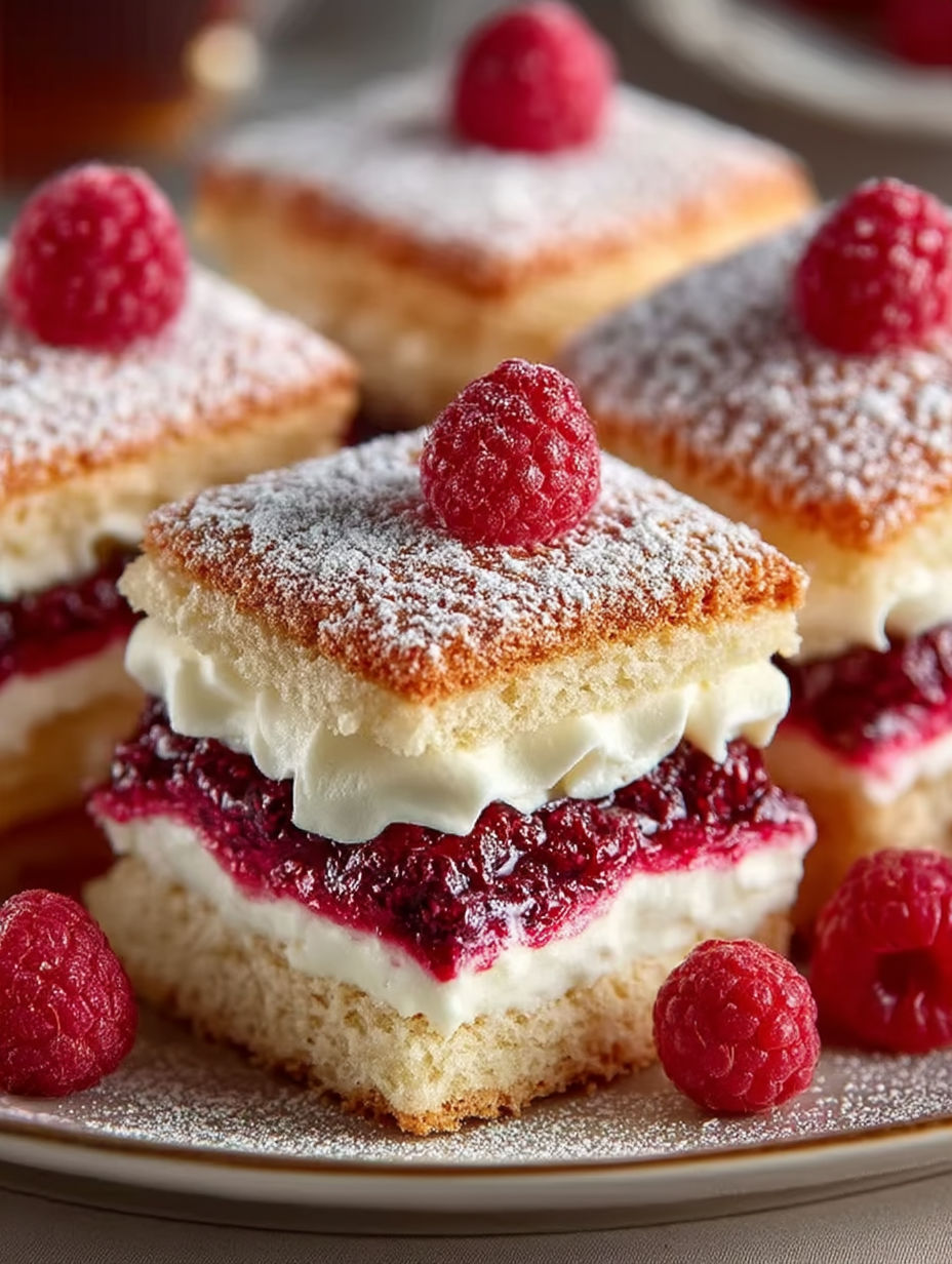 A close up of a raspberry cream sandwich.
