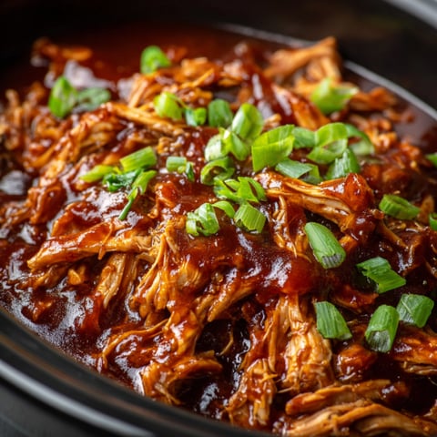 A close up of a delicious slow cooker barbecue chicken.