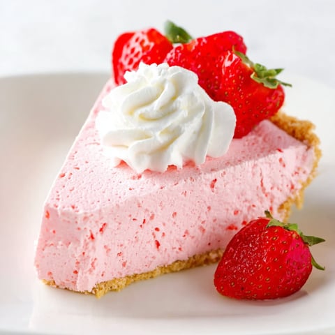 A slice of pink cake with white whipped cream and strawberries.