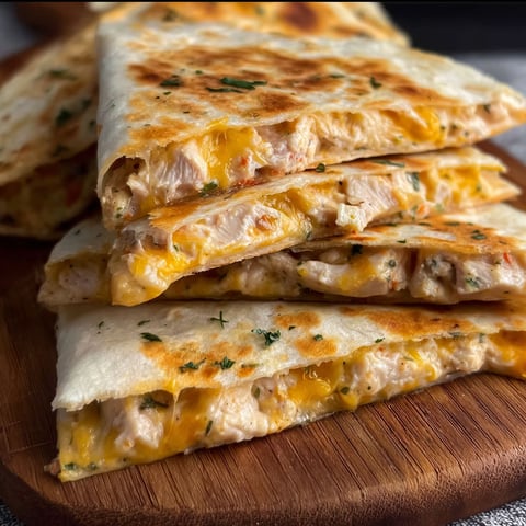 A stack of chicken quesadillas.