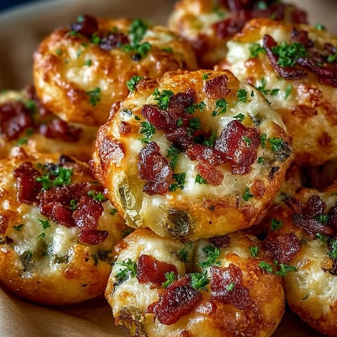 A plate of cheesy bacon bites.