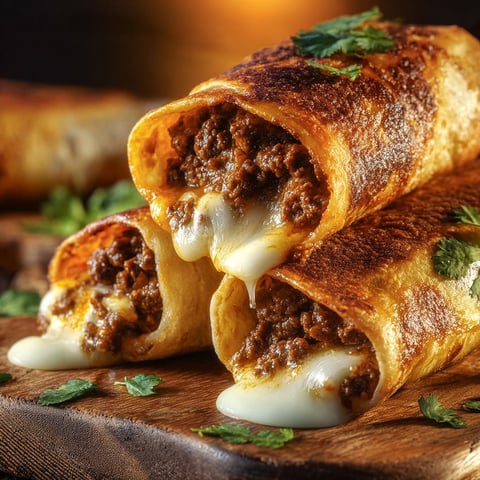 A plate of crispy beef cheese chimichangas.