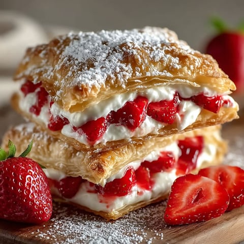 A close up of a strawberry cheesecake turnover.