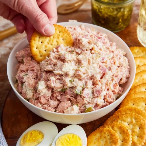A bowl of old-fashioned bologna salad.