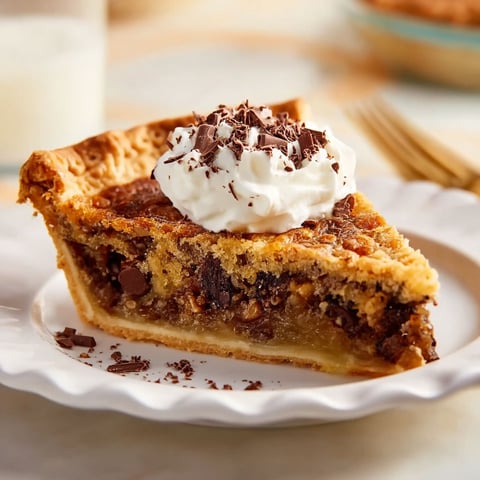 A slice of Kentucky Derby pie with whipped cream on top.