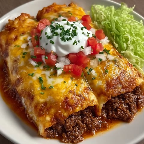 A plate of ground beef potato enchiladas.