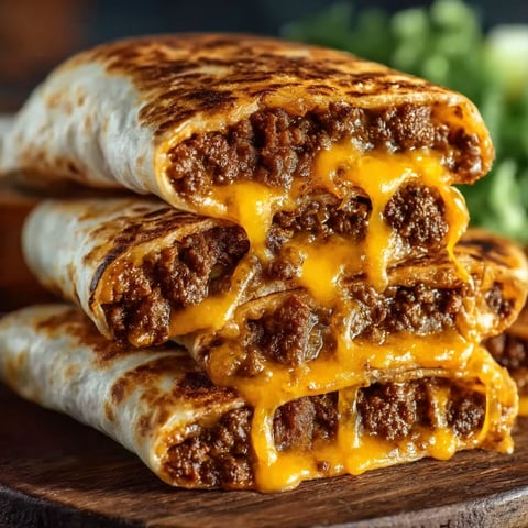 A stack of loaded cheesy pocket tacos.