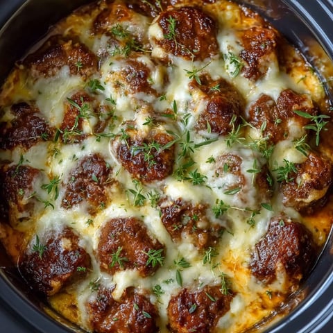 A close up of a crock pot filled with meatballs.