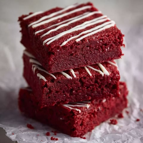 Three pieces of red velvet cake with white icing.