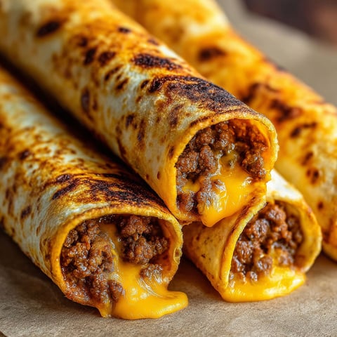 Two garlic butter beef rollups on a table.