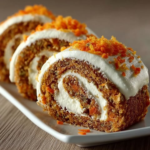 A plate with a carrot cake roll on it.