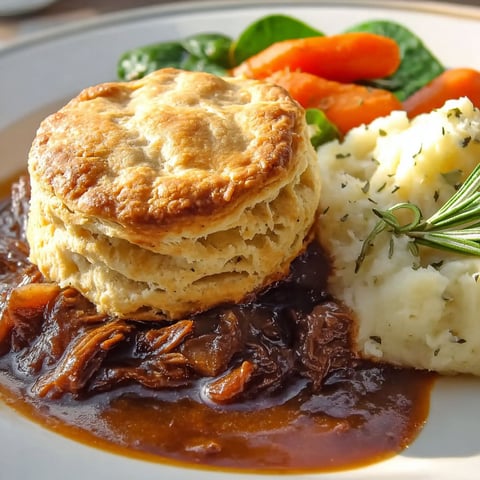A plate of food with a biscuit and vegetables.