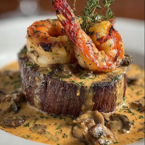 A plate of food with shrimp, lobster, and a cream sauce.
