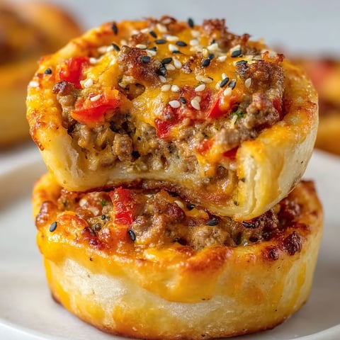 Two cheeseburger pinwheel pizza bites on a plate.