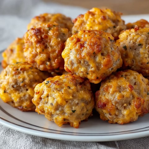 A plate of bisquick chicken sausage balls.