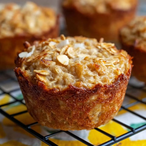 A single serving of pineapple coconut baked oatmeal.