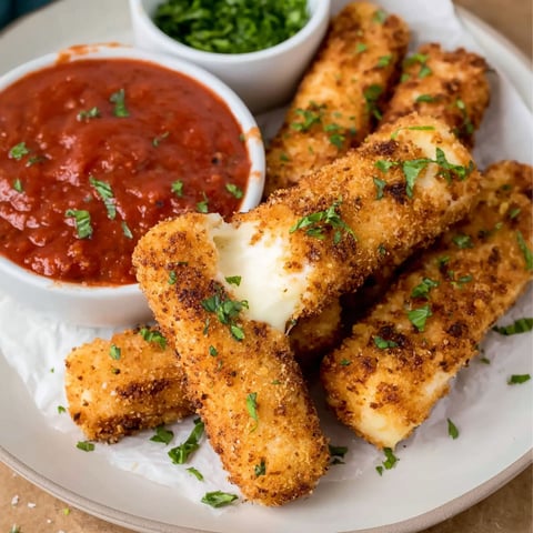 Mozzarella sticks with marinara sauce.