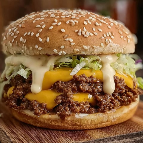 A sloppy joe sandwich with lettuce and cheese.