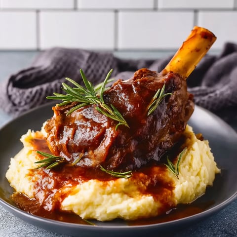 Lamb shanks braised in red wine.