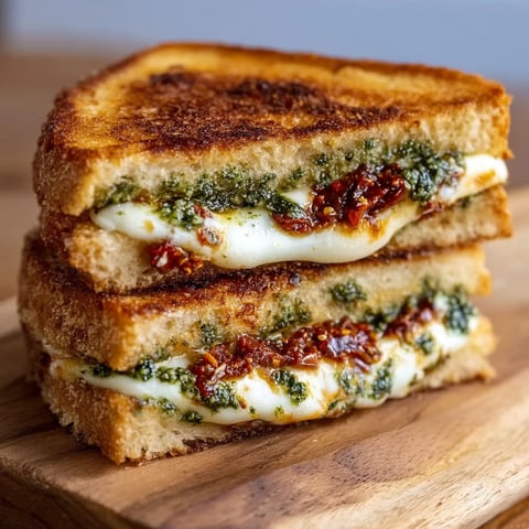 A grilled cheese sandwich with sun-dried tomato pesto.