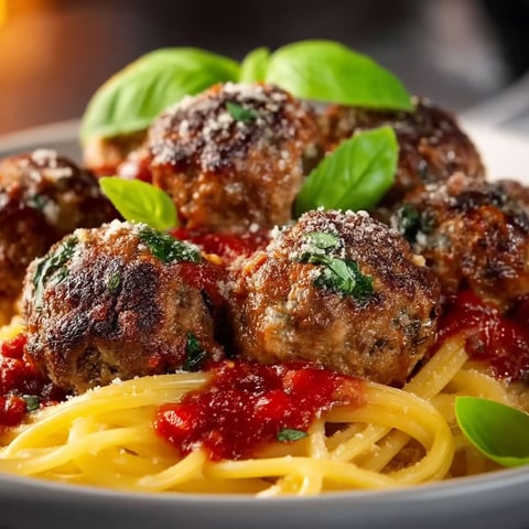 A plate of meatballs covered in marinara sauce.