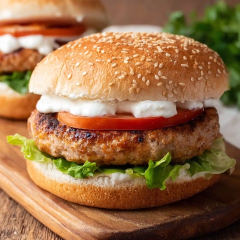 A chicken burger with tomatoes and lettuce.